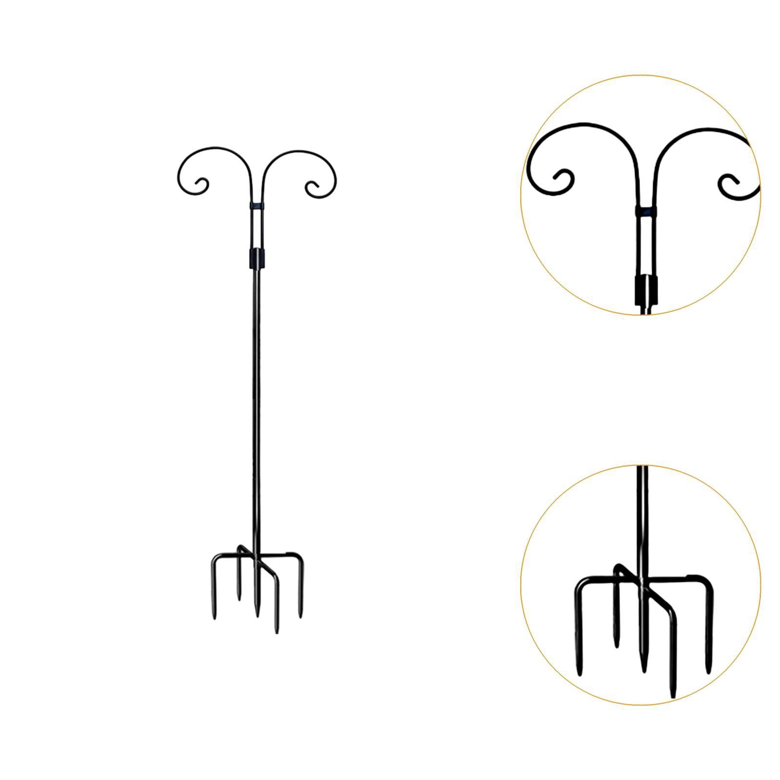 koolsoo Double Shepherds Hook Iron for Hummingbird Feeder Flower Basket Bird Feeders Height 2M