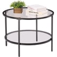 thumbnail image 6 of 25.6" Round Black Coffee Tables for Living Room, 2-Tier Glass Top Coffee Table with Storage Clear Coffee, Simple & Modern Center Table for Small Space, 6 of 8
