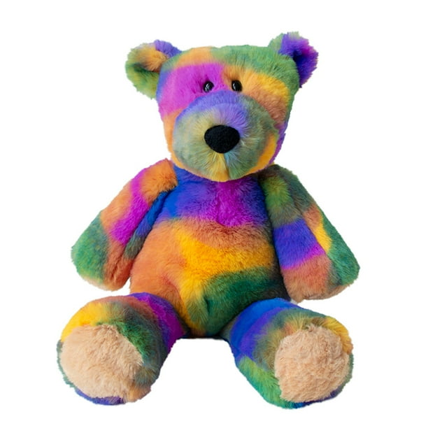 SUNSIOM Animal Plush Toy with Tiedye Pattern, Cartoon Rabbit Bear Rainbow Stuffed Decoration
