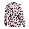 thumbnail image 5 of SCRAWLGOD Leopard Print Pink Black Crewneck Fall Sweatshirts for Women Trendy Women's Long Sleeve Pullover Tops with Pockets Fashion for Daily Wear, Spots, Office, S, 5 of 7