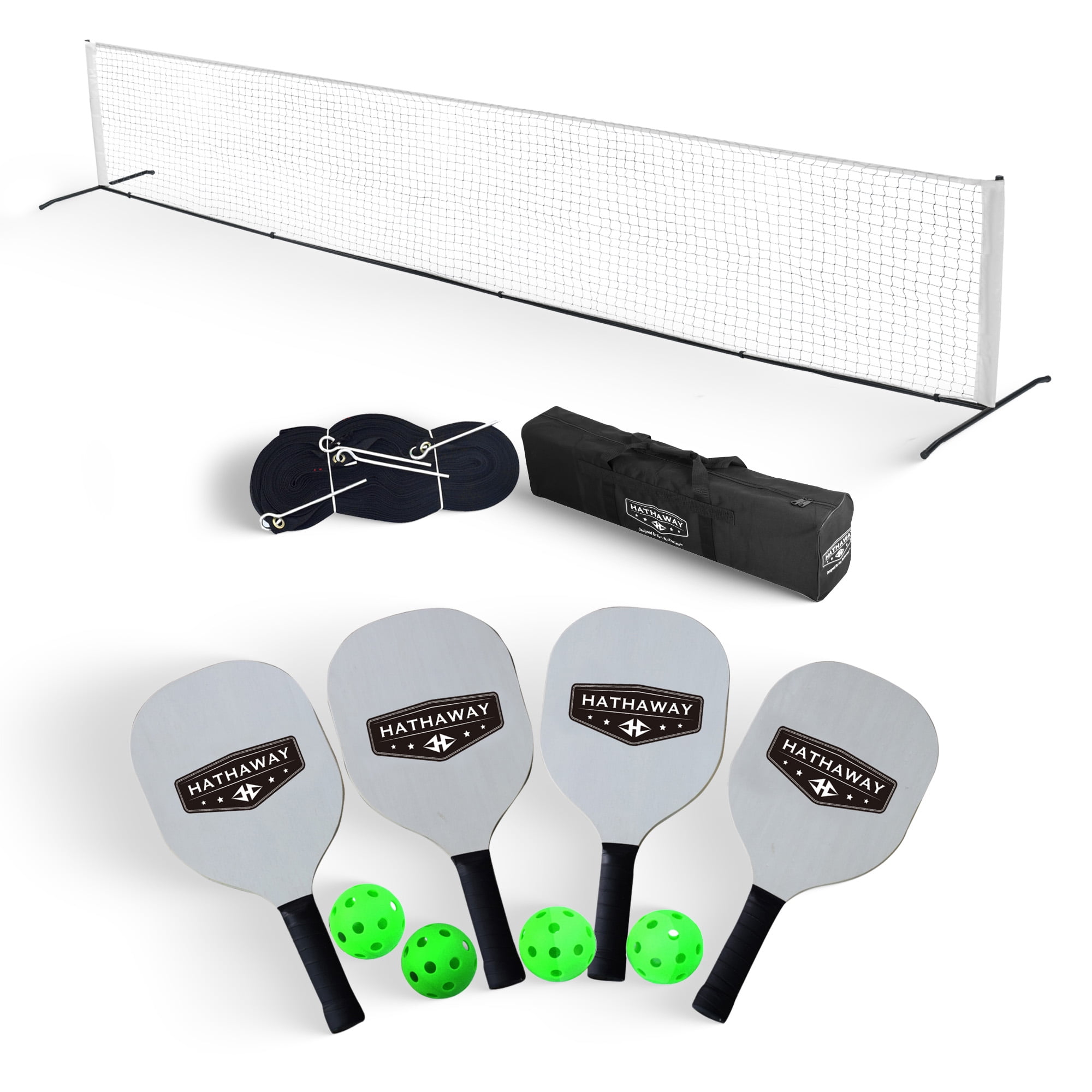 Franklin Sports Pickleball Half-Court Set – 10ft Net, 2 Wooden Paddles, 2 X-40 Balls, Portable Practice Kit