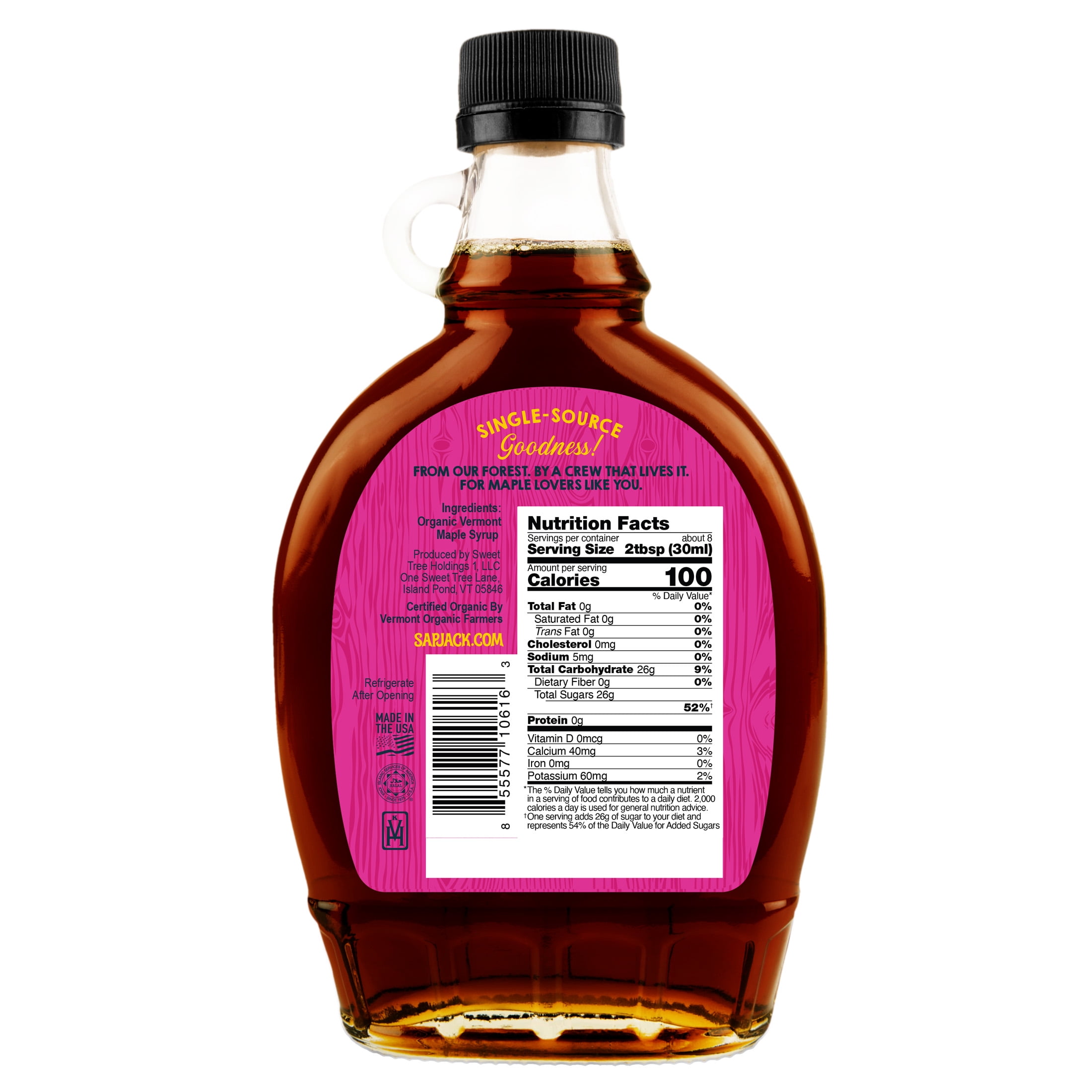 SAPJACK Grade A Amber Organic Maple Syrup - 8oz - 100% Pure Maple Syrup