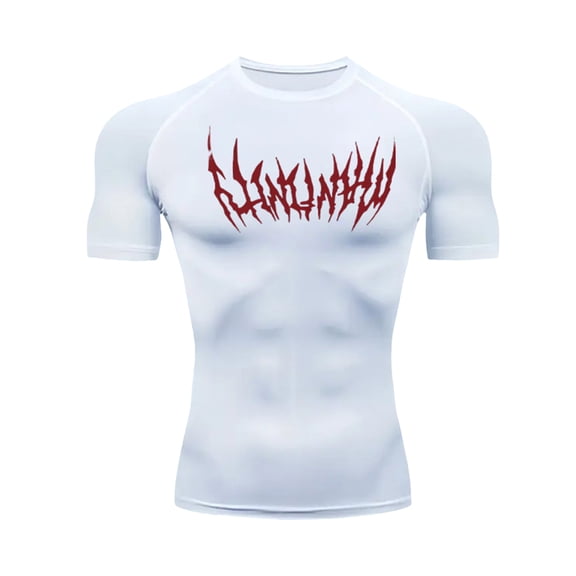 Mens Short Sleeve Compression Shirts Gothic Men Compression Shirt Gym Shirts Men Graphic Punk Emo Breathable Athletic Training Top