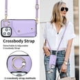 thumbnail image 2 of Compatible with iPhone 15 Wallet Case with Card Holder Crossbody Neck Strap Lanyard Wrist Strap Purse for Women PU Leather Flip Case with Credit Card Kickstand Stand Case Purple, 2 of 8