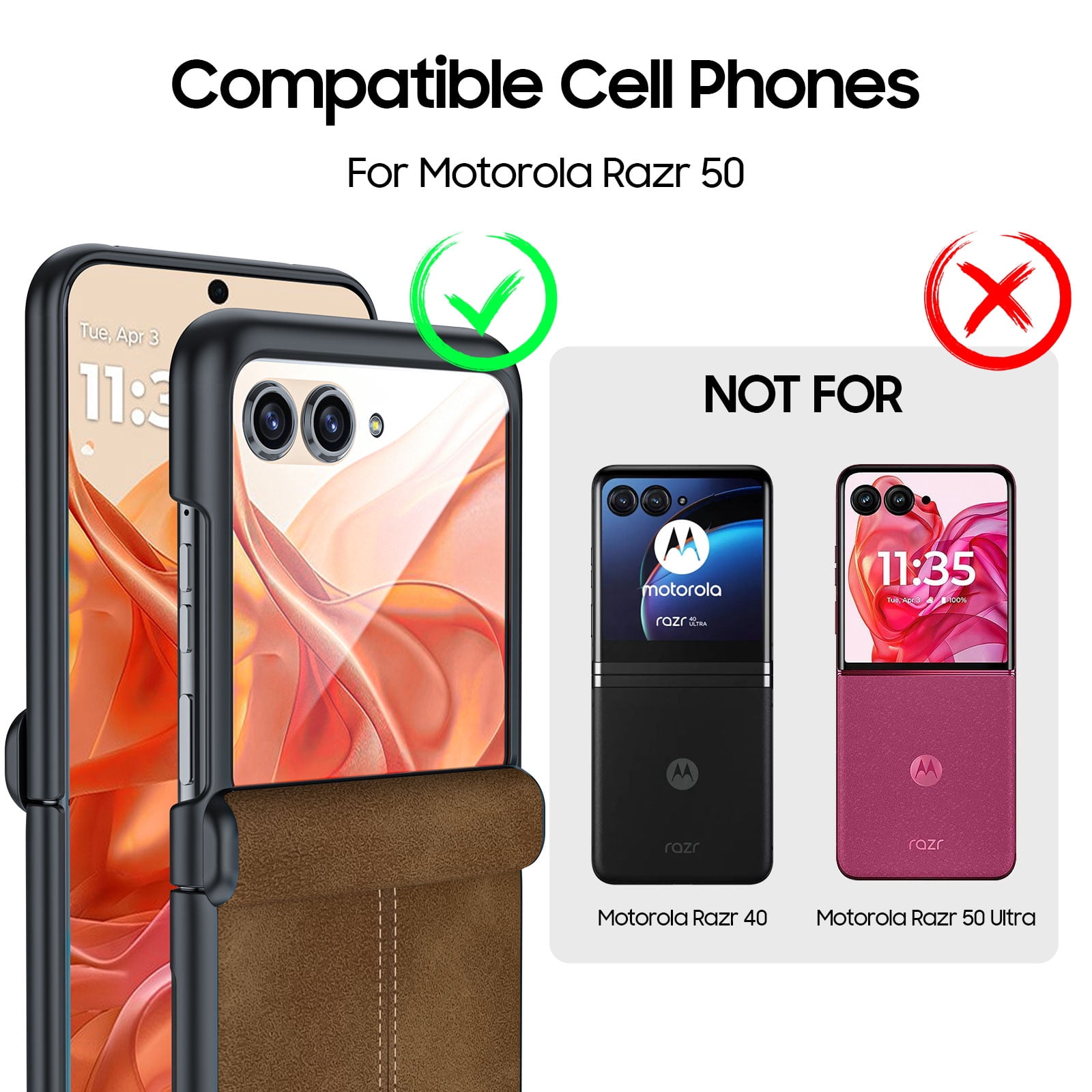 Vizvera for Motorola Razr 2026/2025/2024 Ultra Phone Case,with Screen Protector & Wireless Charging & Ultra Thin PU Leather PC Shockproof Case-Brown