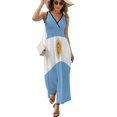thumbnail image 2 of Argentina Flag Womens Night Club Maxi Dress V Neck Sleeveless Bohemia Long Dresses, 2 of 9