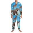 thumbnail image 3 of Naloa Elephant Giraffe Men’s Pajamas Set - Long Sleeve Button Down Sleep Shirt and Pajama Bottoms Sleepwear Set-X-Large, 3 of 7