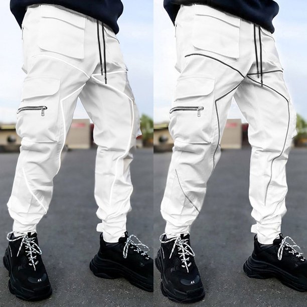 Pantalones Cargo reflectantes para hombre, chándal informal de Hip Hop con múltiples bolsillos, ropa de calle deportiva, M-3XL, novedad de 2023