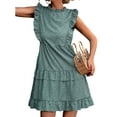 thumbnail image 1 of One Piece Dress Sleeveless Dress Round Collar Dress Women Dress Floral Print Ruffle Round Neck One Piece Dress For Summer Daily Wear Green XL ANGGREK Verde XL, 1 of 5