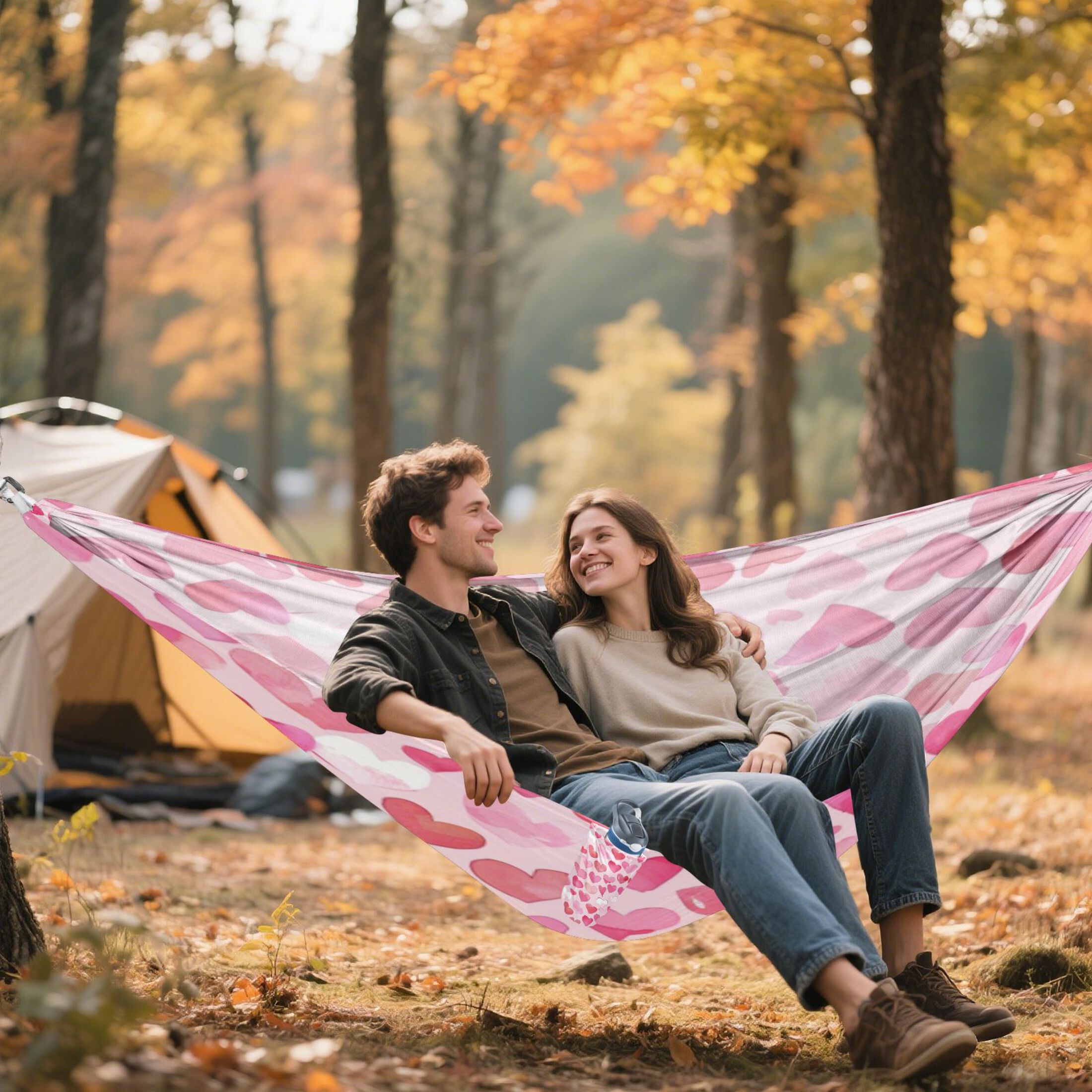 Hammock Camping Hammock Nylon Portable Hammock Travel Camping Hammock Cartoon Pink Hearts Seamless