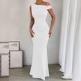 thumbnail image 2 of TaTaai Women's Solid Color Sleeveless Off-Shoulder Fishtail Dress with Slim Fit, Elegant Design, and Mermaid Hem Gift, 2 of 8