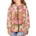 thumbnail image 2 of chaqlin Capybara Zip up Hoodies for Girls 6-7 Years Old Cute Hooded Jacket Rose Print Long Sleeve Zipper Sweatshirt Winter Sweaters with Pocket, 2 of 6