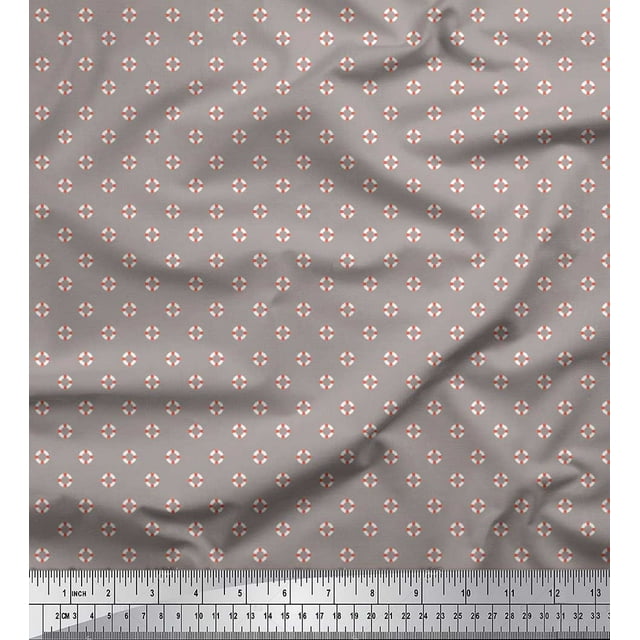Soimoi Polyester Crepe Fabric Swimming Ring Small Printed Fabric 1 Yard 52 Inch Wide