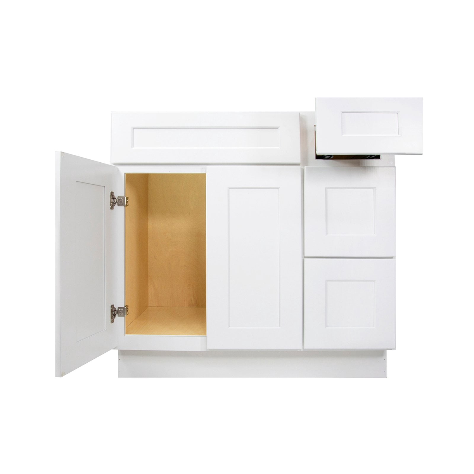 Furinno SHAKER Drawers Right Bath Vanity Cabinet without Top, Ready to Assemble, 21 D x 36 W x 34.5 H, White