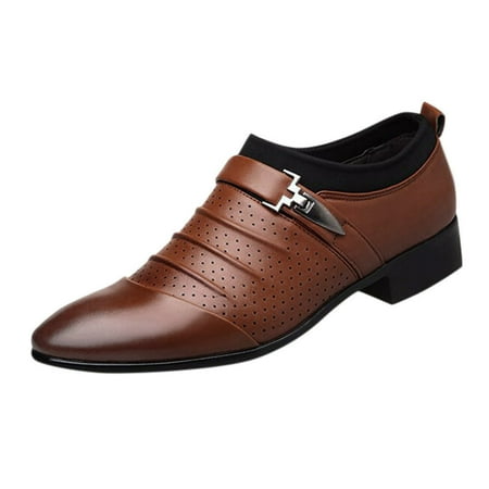 XDDST Dress Sneakers Mens Business Dress Pointed Leather Shoes Casual Breathable Sandals Lazy Shoes