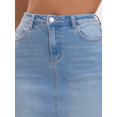 thumbnail image 5 of DARING DIVA Women's Jean Back Slit Stretch Below Knee Length Denim Skirts S Light Blue, 5 of 7