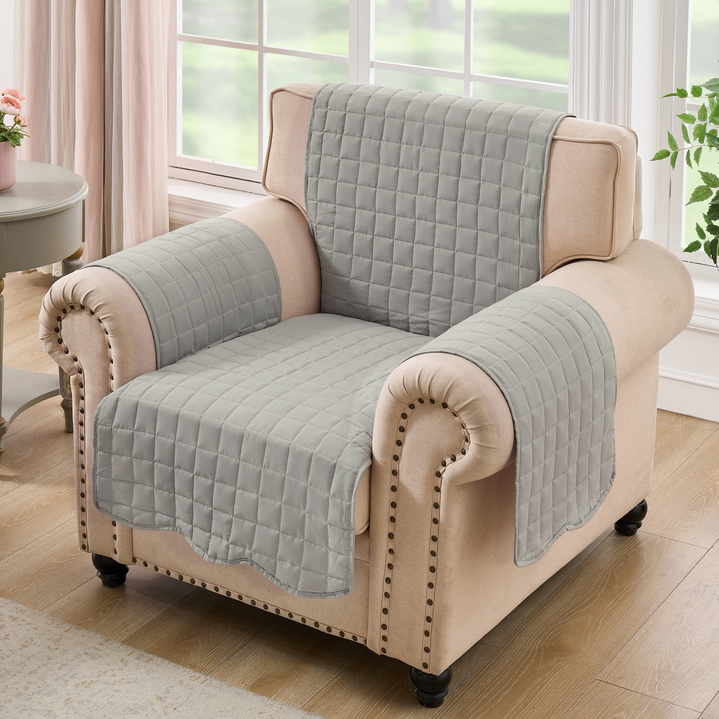 Greenland Home Fashions Emma Floral Patchwork Print Reversible Slipcover/Furniture Protector, Armchair