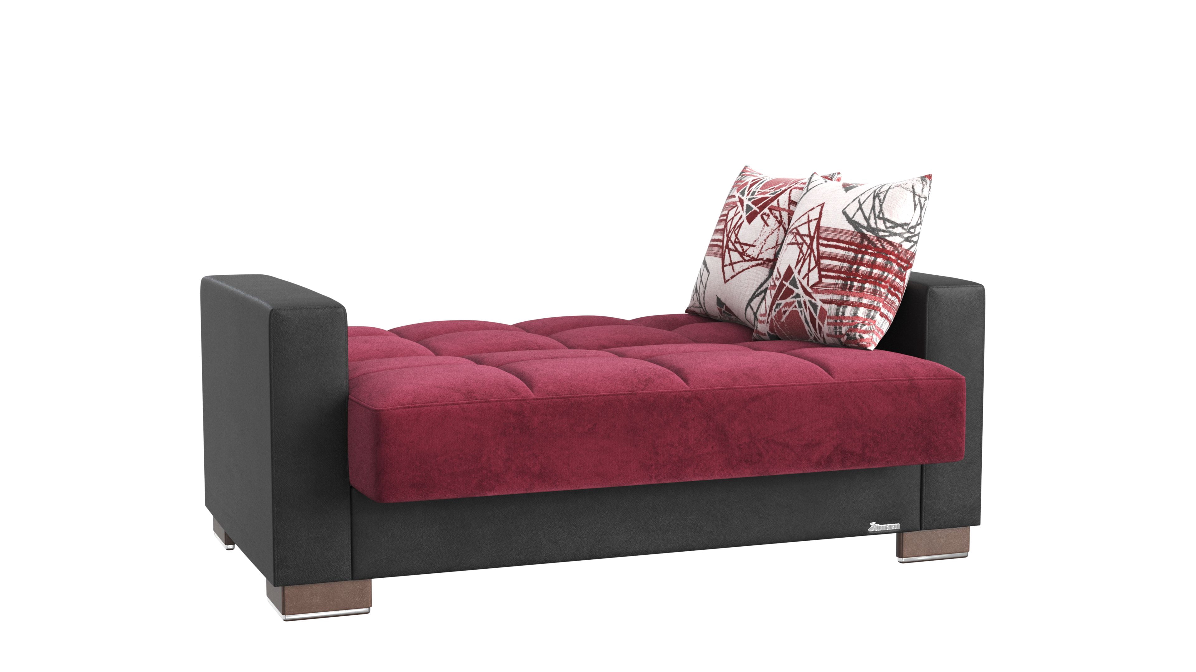Ottomanson Origins Sleeper Loveseat, Burgundy Color Microfiber