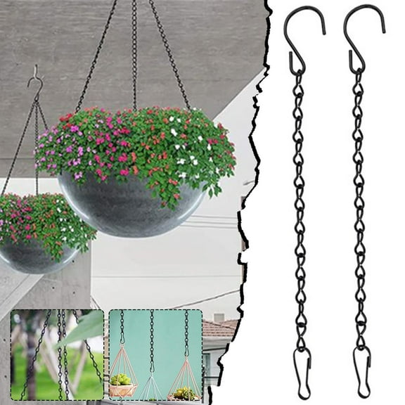 2 Pcs Hanging Chain for Bird Feeders, Planters, Lanterns, Wind Chimes, Billboards, Chalkboards and Ornaments, Chain for Hanging Plants (Black,9.5 Inches)