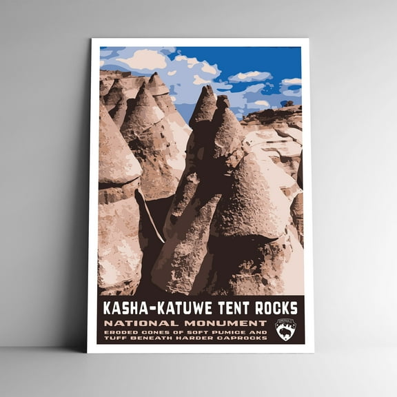 Kasha-Katuwe Tent Rocks National Monument Vintage Travel Poster / Postcard WPA Style