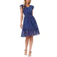 thumbnail image 2 of INSPIRE CHIC Women's Dress Floral Flutter Sleeves V Neck Smocked Ruffle Casual Dresses Deep Royal Blue M, 2 of 6
