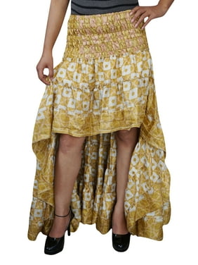 Mogul Boho Medley High-Low Maxi Recycled Vintage Sari Gypsy Skirt