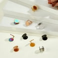 thumbnail image 5 of 10Pcs 5 Colors 304 Stainless Steel Cuff Earrings Flat Round Mixed Color 13x12mm 2pcs/color, 5 of 6