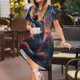thumbnail image 3 of Balery Starry Sky Meditating Fox Vestidos sueltos de manga corta para mujer, vestidos de verano 2025, vestidos casuales de corte A con vuelo., 3 of 6