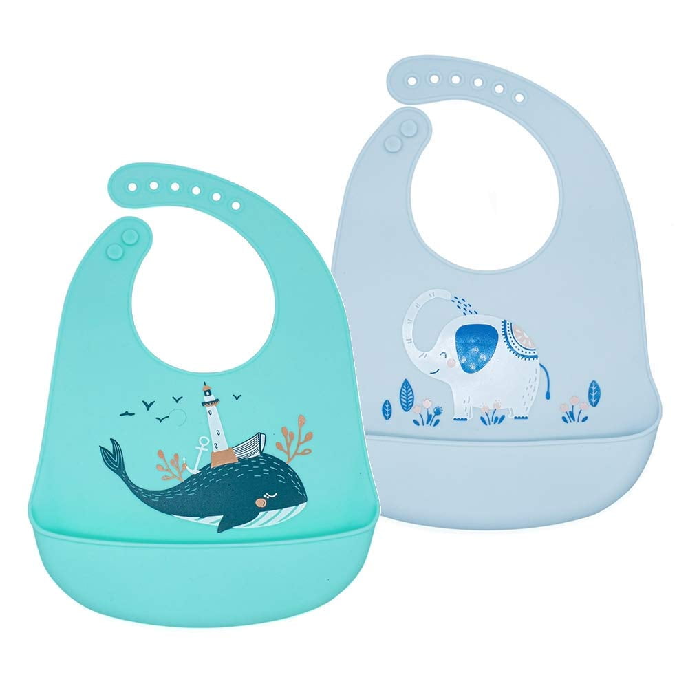 Make My Day Baby BibFood CatcherFood Grade Silicone BibsWhale