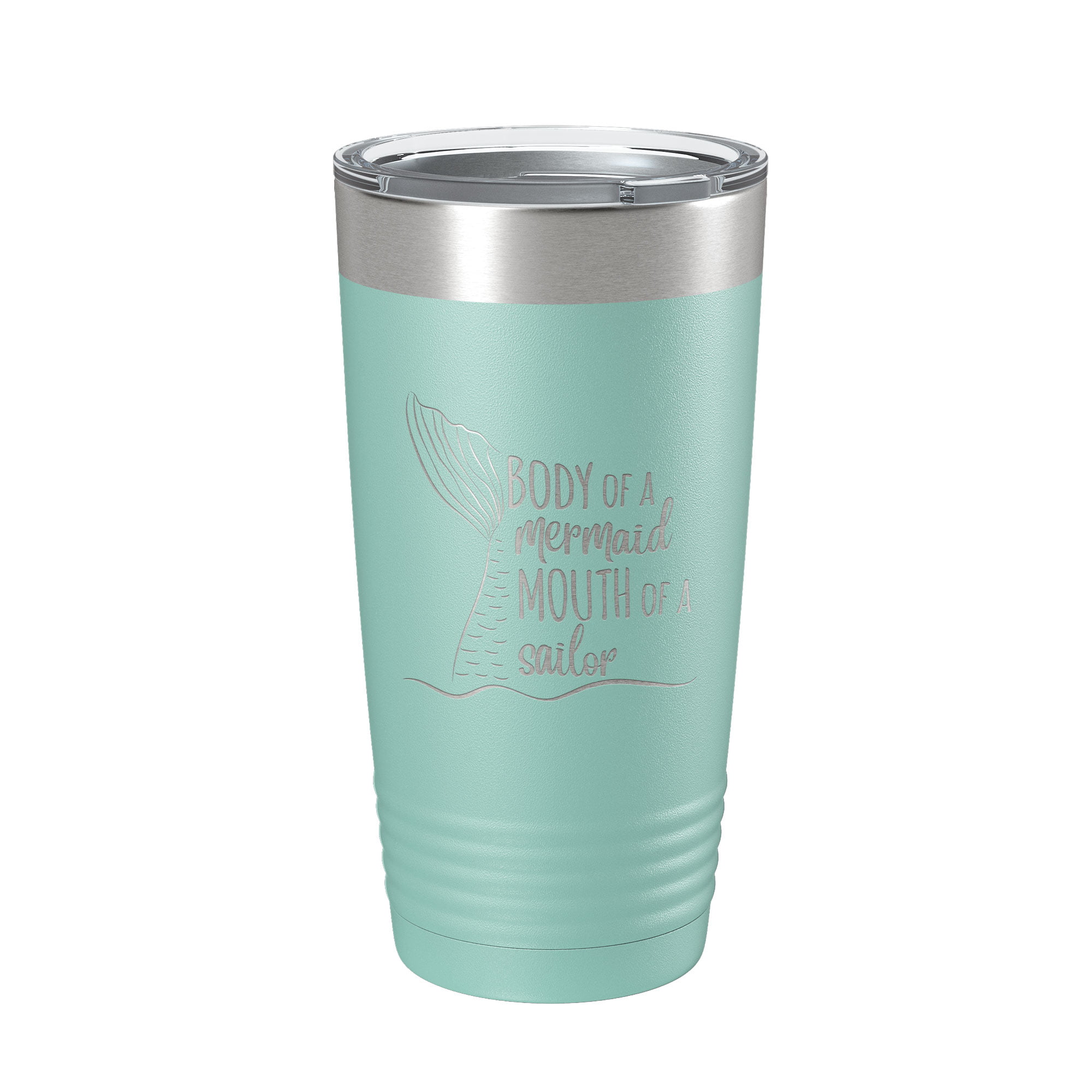 Mermaid At Heart - Engraved Stainless Steel Tumbler, Yeti Style Cup, Cute  Girl Gift