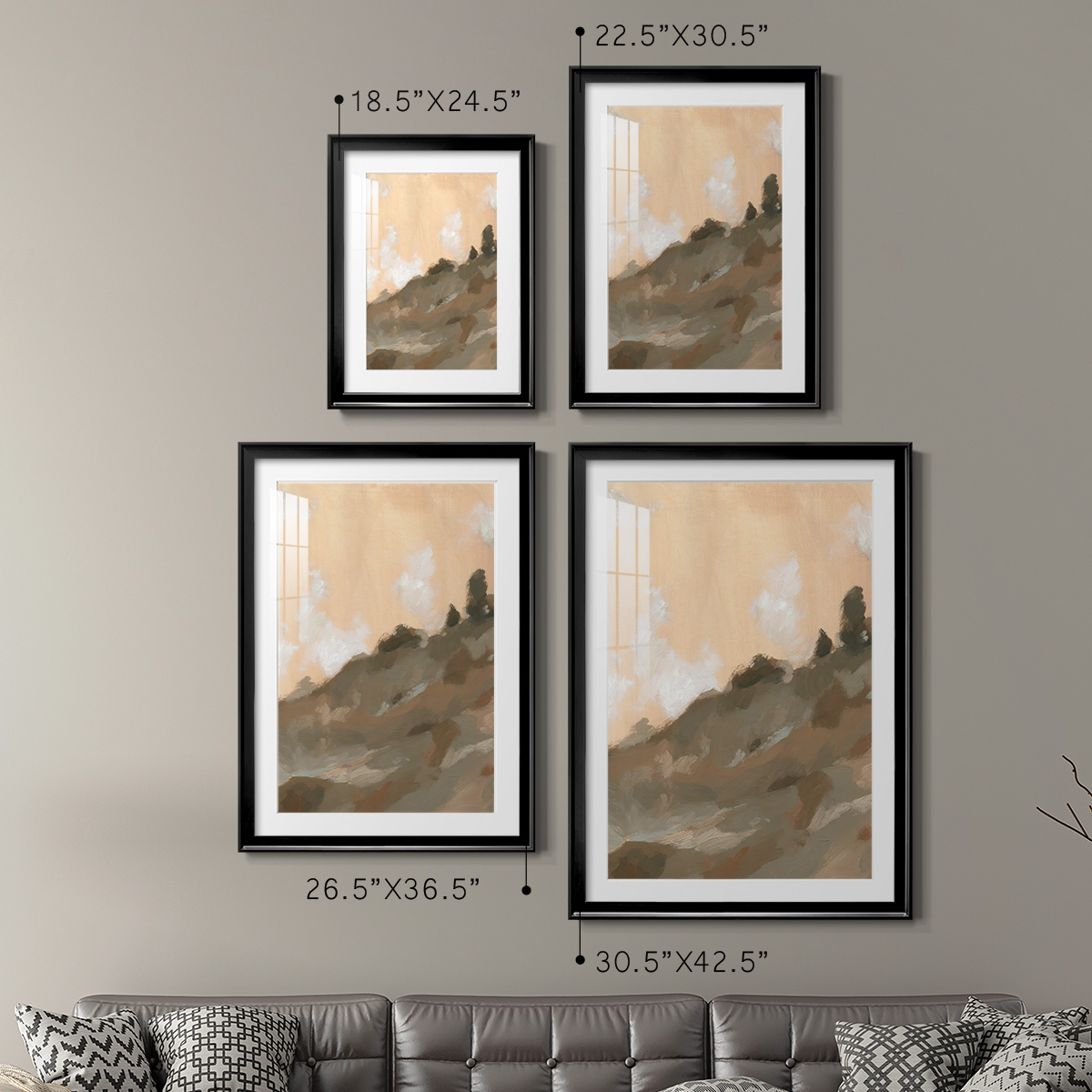 Wexford Home Hillside Walking Path III Premium Framed Print, 26.5" x 36.5" - Ready to Hang, Black (Set of 2)