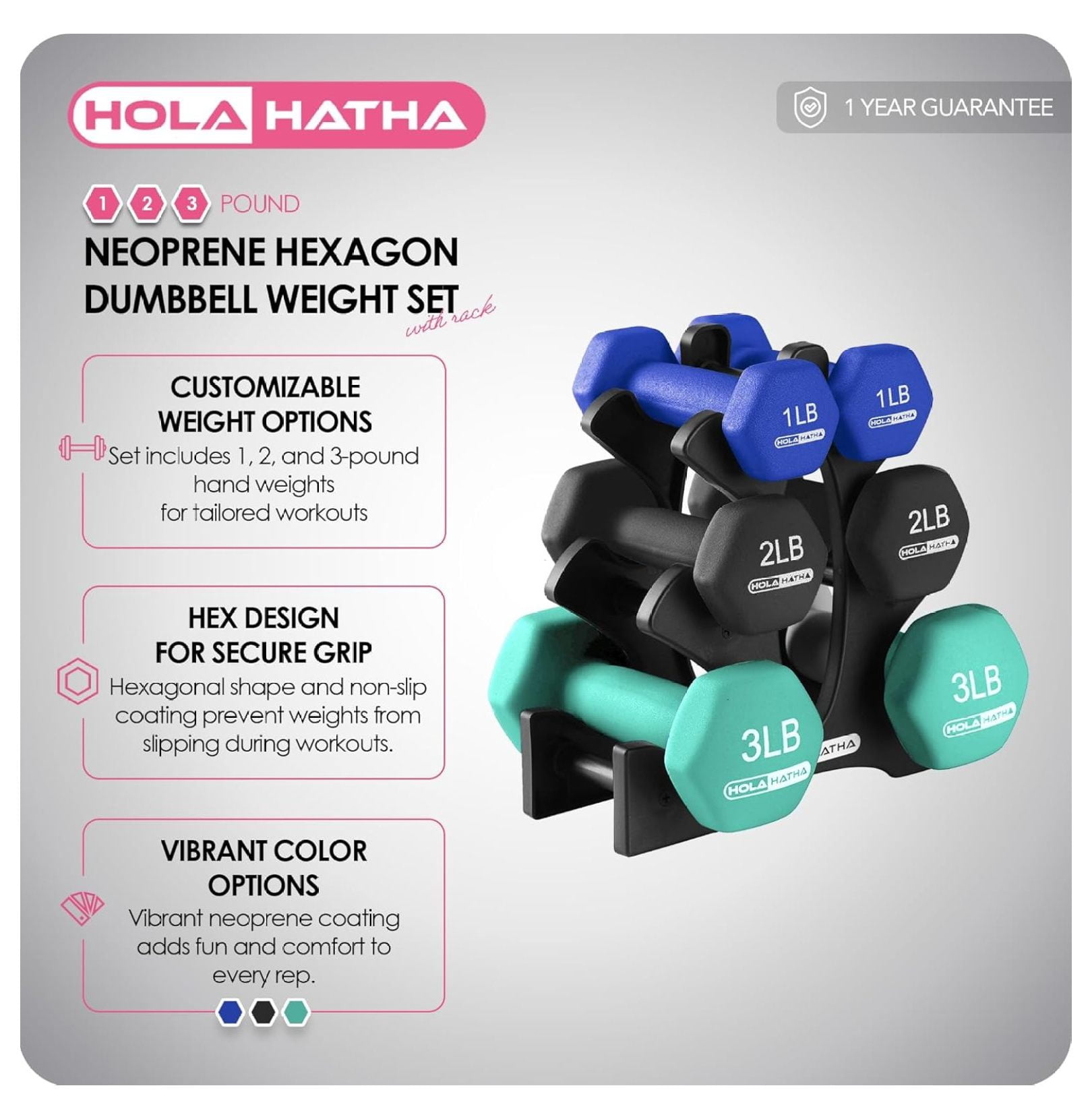 Neoprene Dumbbell Free Hand Weight Set with Rack, Ideal for Home Exercises to Tone and Definition