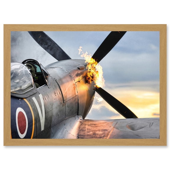 Taylor Military UK RAF Spitfire TE311 Fighter Plane Photo Artwork Framed Wall Art Print A4