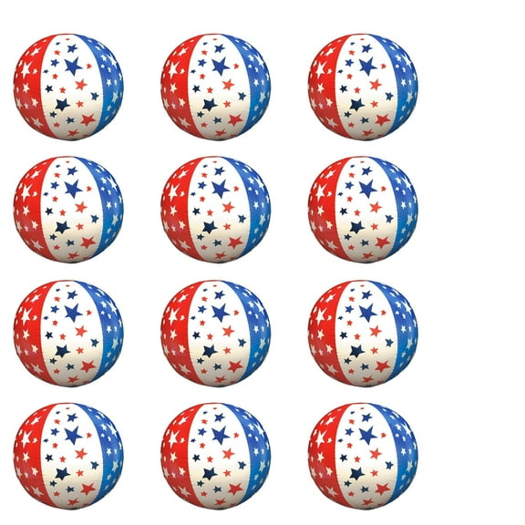 Patriotic Beach Balls – 12 Pack of 16” Inflatable Red, White & Blue Stars Design for Pool, Beach & Backyard Fun