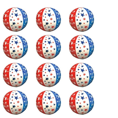 Patriotic Beach Balls – 12 Pack of 16” Inflatable Red, White & Blue Stars Design for Pool, Beach & Backyard Fun