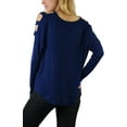 thumbnail image 4 of ToBeInStyle Women's Cutout Shoulders and V-Neck Long Sleeve Top, 4 of 7
