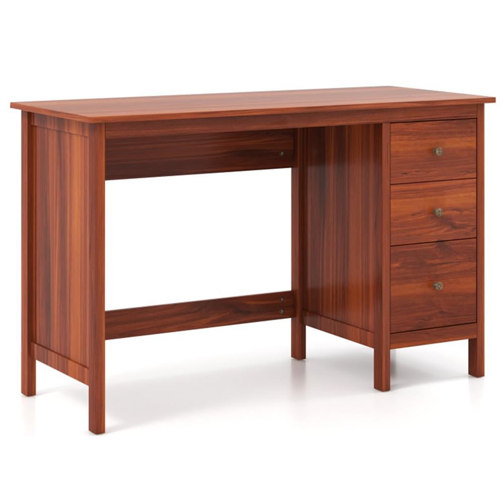 Demi Bonn 3-Drawer Computer Desk with Spacious Desktop, Small Home Office Desk Study Writing Table, Brown