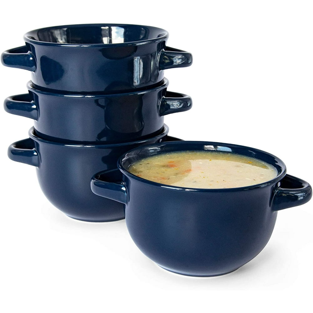 Kook Soup Bowls Crocks with Handles, 18 oz, Set of 4, Blue Walmart