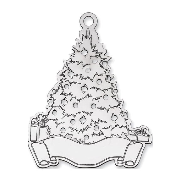 FB Jewels Sterling Silver Rhodium-plated Blank Christmas Tree Ornament