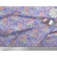 thumbnail image 3 of Soimoi Purple Japan Crepe Satin Fabric Anemone & Lavender Blue Flower Floral Decor Fabric Printed Yard 44 Inch Wide, 3 of 3