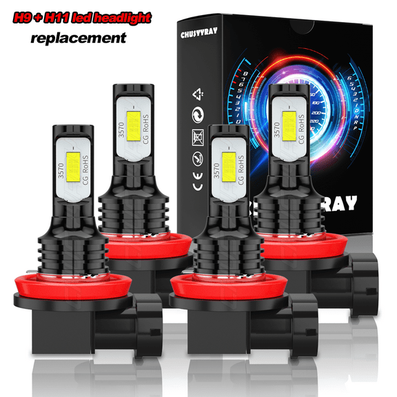 For Chevy Impala 2006-2011 2012 2013 Combo LED Headlight High Low Beam Bulbs Kit 6000K White 4 Pack