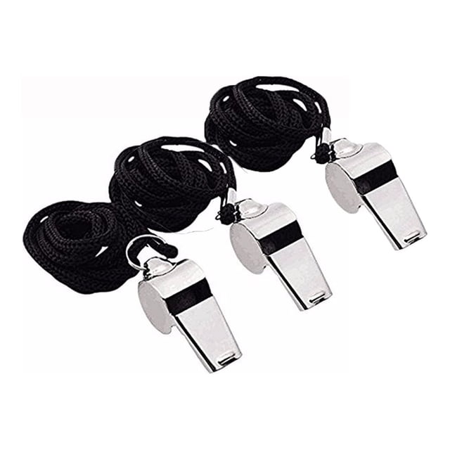 Whistles with Lanyard Metal Referee Whistle, Stainless Steel Extra Whistle, with Lanyard, Suitable for School Sports, Football, Basketball, 3 Pieces Referee Whistles with Lanyard