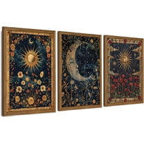 Singg 3 Pieces Gothic Vintage Celestial Canvas Wall Art, Vintage Tarot Canvas Wall Decor, Mysterious Sky Astrology Picture Poster Prints for Living room Bedroom Office Decores