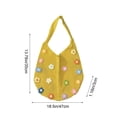 thumbnail image 3 of Woven Mesh Tote Bag, Crochet Shoulder Bag Knitted Handbag with Colorful Floral Embellishments for Beach Vacation Daily Use,Yellow, 3 of 6