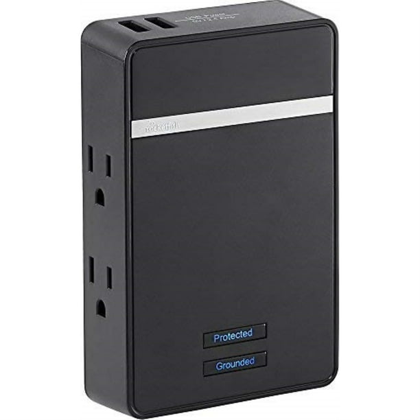 rocketfish 4outlet/2usb wall tap surge protector black Walmart