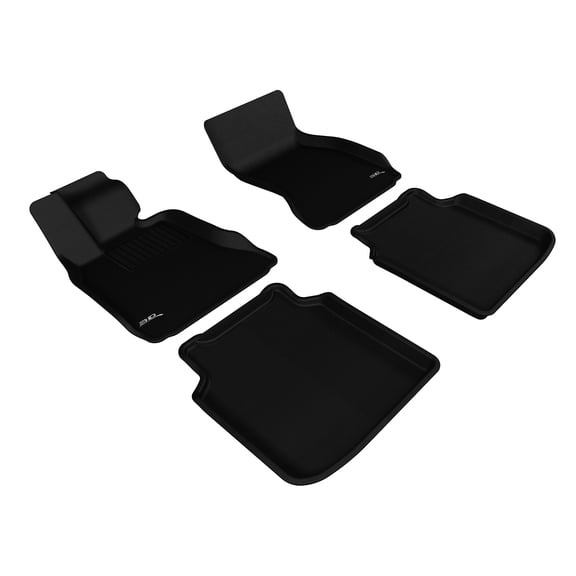 3D MAXpider Custom Fit Kagu Floor Mat (Black) Compatible with BMW 7 Series Li (F02) RWD 2009-2012 - Full Set