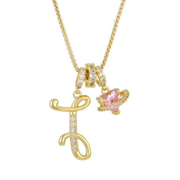 Collares colgantes con letras iniciales de 3 capas de oro un collar