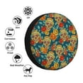 thumbnail image 4 of Salouo Skull And Flowers Print Spare Tire Cover 14-17 inch Spare Tire Protector Universal Tough Tire Wheel Cover for Trailer SUV and Truck-17 inch, 4 of 6