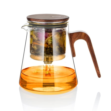 ZENS Magnetic Tea Pot, Enchanted Glass Teapot with Infuser and Magnetic Suction Lid for Mess-Free Loose Tea Diffusers
