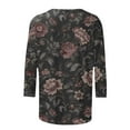thumbnail image 5 of HongQid 3/4 Length Sleeve Womens Tops Floral Crewneck Shirts Casual Tunic Blouses Summer Basic Tees, 5 of 5